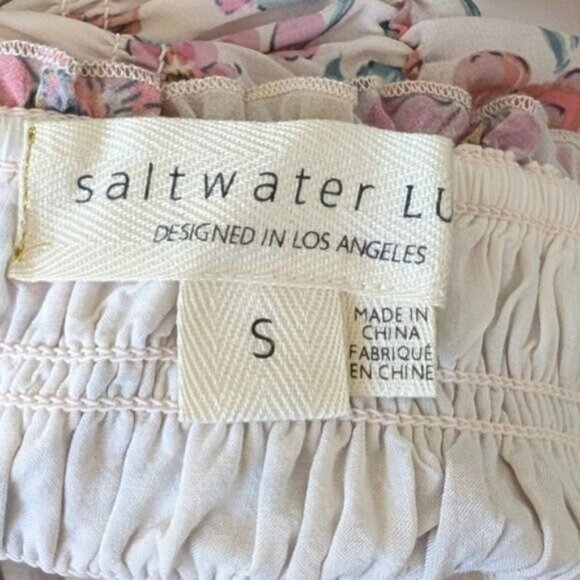 Saltwater Luxe Lula Floral Maxi Dress S Vintage Bouquet Pink Smocked Flowy Boho - Picture 7 of 8